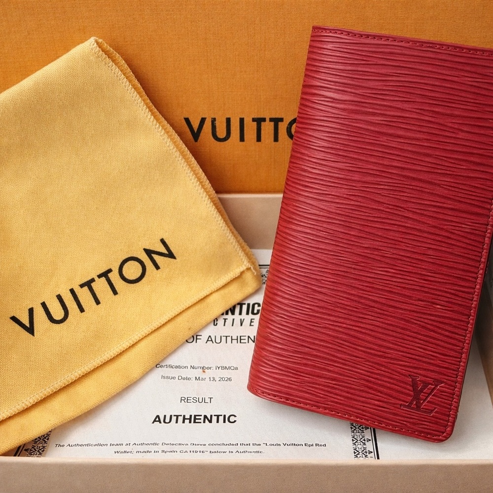 Louis Vuitton Red Epi Leather Wallet | Spain May 2016 CA1916 | Box Dust Bag COA